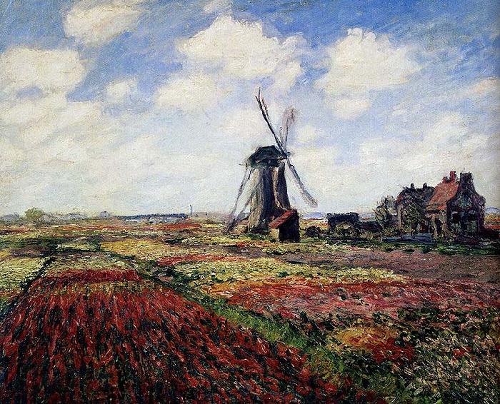 Claude Monet Tulip Fields With The Rijnsburg Windmill France oil painting art